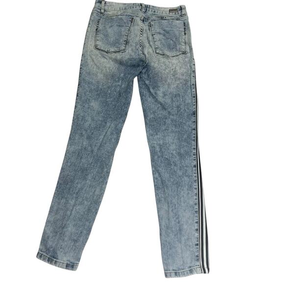 Claudia Rabelo Jeans Womens 28 Acid Distressed Straight Leg Denim Side Stripes - Picture 5 of 15